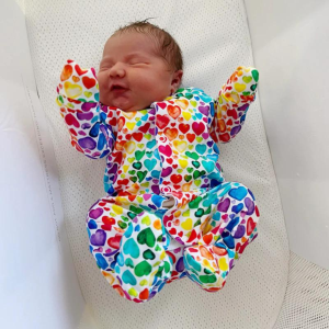Fred & Noah Rainbow Hearts cotton sleepsuit