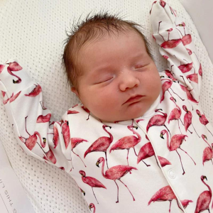 Fred & Noah Flamingo cotton sleepsuit